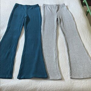 Old Navy Cozeplush Ribbed Flare Leggings in Grey & Teal, Size XL (14-16)